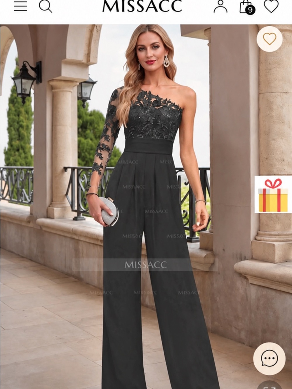 One-Shoulder Steel Gray Lace Jumpsuit